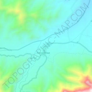 Mapa topográfico Cañas, altitud, relieve