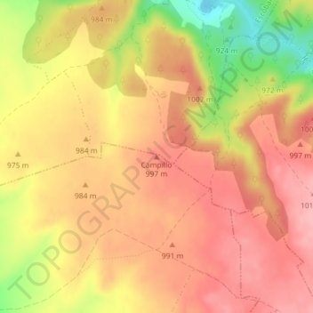 Mapa topográfico Campillo, altitud, relieve