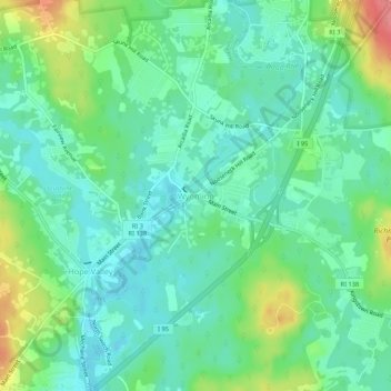 Mapa topográfico Wyoming, altitud, relieve