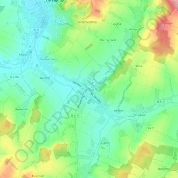 Mapa topográfico Dorfbach, altitud, relieve