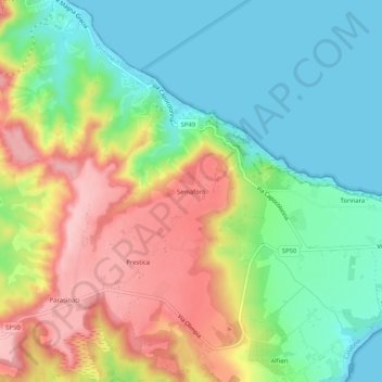 Mapa topográfico Semaforo, altitud, relieve