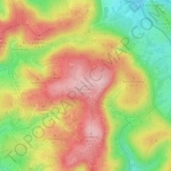 Mapa topográfico Barnacken, altitud, relieve