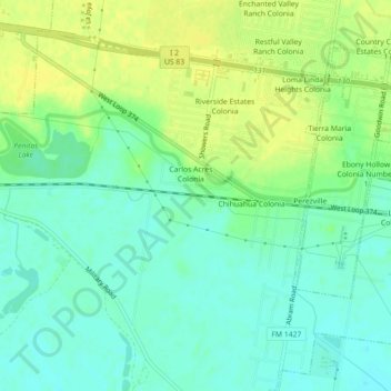 Mapa topográfico Chihuahua, altitud, relieve