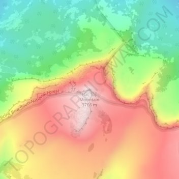 Mapa topográfico Flat Top Mountain, altitud, relieve
