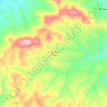 Mapa topográfico Santa María Velató, altitud, relieve