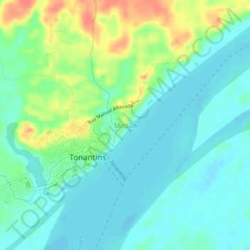 Mapa topográfico Missão, altitud, relieve