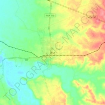 Mapa topográfico Isla, altitud, relieve