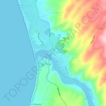 Mapa topográfico Cáhuil, altitud, relieve