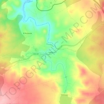 Mapa topográfico Guajaraz, altitud, relieve