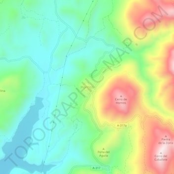 Mapa topográfico Hornos, altitud, relieve