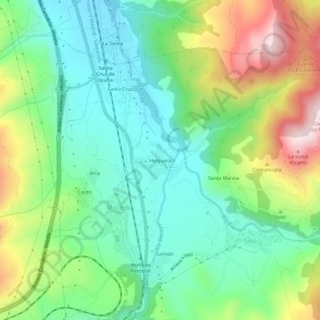 Mapa topográfico Helguera, altitud, relieve