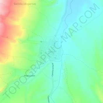 Mapa topográfico Puna, altitud, relieve