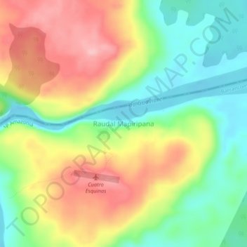 Mapa topográfico Raudal Mapiripana, altitud, relieve