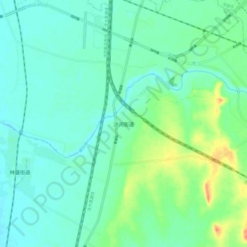 Mapa topográfico 沙河街道, altitud, relieve