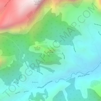 Mapa topográfico Pedra do Baú, altitud, relieve