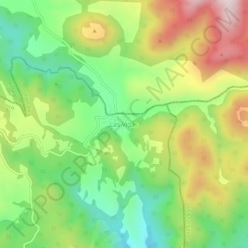 Mapa topográfico Las Vigas, altitud, relieve