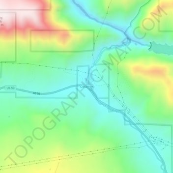 Mapa topográfico Cimarron, altitud, relieve