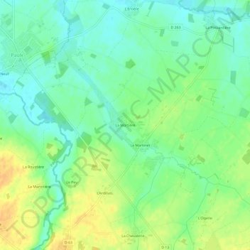Mapa topográfico La Mortière, altitud, relieve