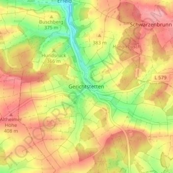 Mapa topográfico Gerichtstetten, altitud, relieve
