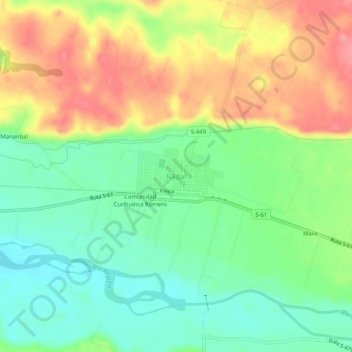 Mapa topográfico Radal, altitud, relieve
