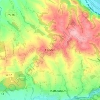Mapa topográfico Alkofen, altitud, relieve