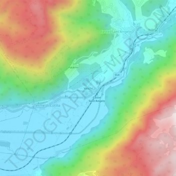 Mapa topográfico Vasche, altitud, relieve