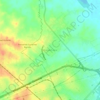 Mapa topográfico Mapachapa, altitud, relieve