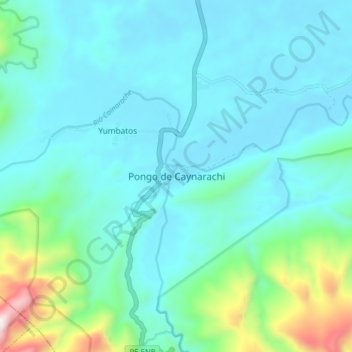 Mapa topográfico Pongo de Caynarachi, altitud, relieve