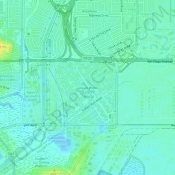 Mapa topográfico Leisure World, altitud, relieve