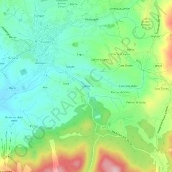 Mapa topográfico Clama, altitud, relieve