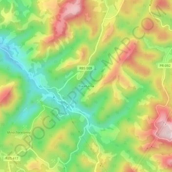 Mapa topográfico Itaretama, altitud, relieve