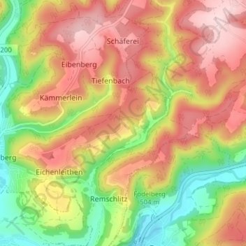 Mapa topográfico Roßlach, altitud, relieve