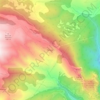 Mapa topográfico Peracalç, altitud, relieve