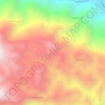 Mapa topográfico Albania, altitud, relieve