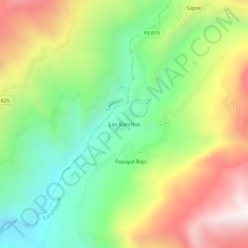 Mapa topográfico Los Ranchos, altitud, relieve