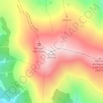 Mapa topográfico Chullo, altitud, relieve