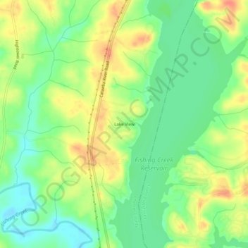Mapa topográfico Lake View, altitud, relieve