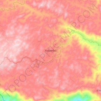 Mapa topográfico Yolombó, altitud, relieve
