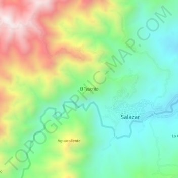 Mapa topográfico El Tesorito, altitud, relieve