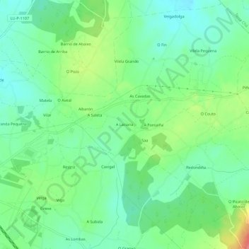 Mapa topográfico A Laciana, altitud, relieve