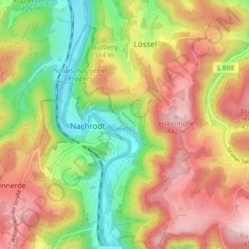 Mapa topográfico Dümpel, altitud, relieve
