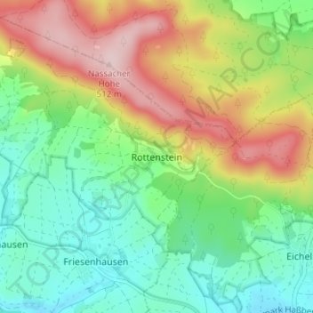 Mapa topográfico Rottenstein, altitud, relieve