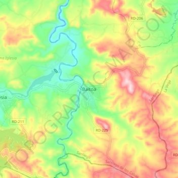 Mapa topográfico Baitoa, altitud, relieve