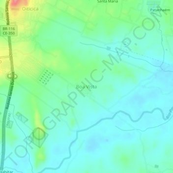 Mapa topográfico Boa Vista, altitud, relieve