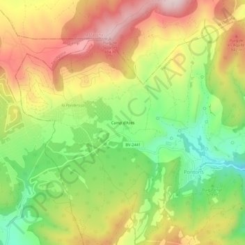 Mapa topográfico Camp d'Ases, altitud, relieve