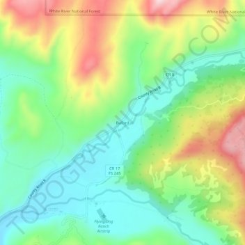 Mapa topográfico Buford, altitud, relieve
