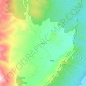 Mapa topográfico Alcotas, altitud, relieve