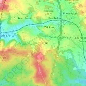 Mapa topográfico Forsthub, altitud, relieve