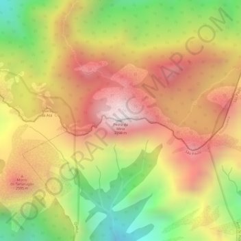 Mapa topográfico Pedra da Mina, altitud, relieve