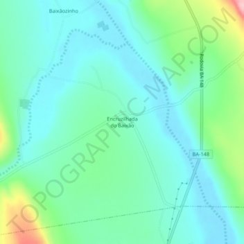 Mapa topográfico Encruzilhada do Baixão, altitud, relieve